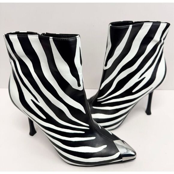 INC International Concepts Boots Size 9 Zebra Print Pointed Toe Stiletto Heels - Picture 4 of 10